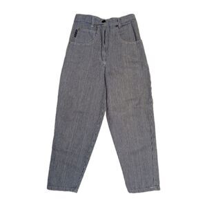 Vintage 90s Merona Kids Pants Sz 8 Barrel Leg 100% Cotton Blue Stripe Hong Kong